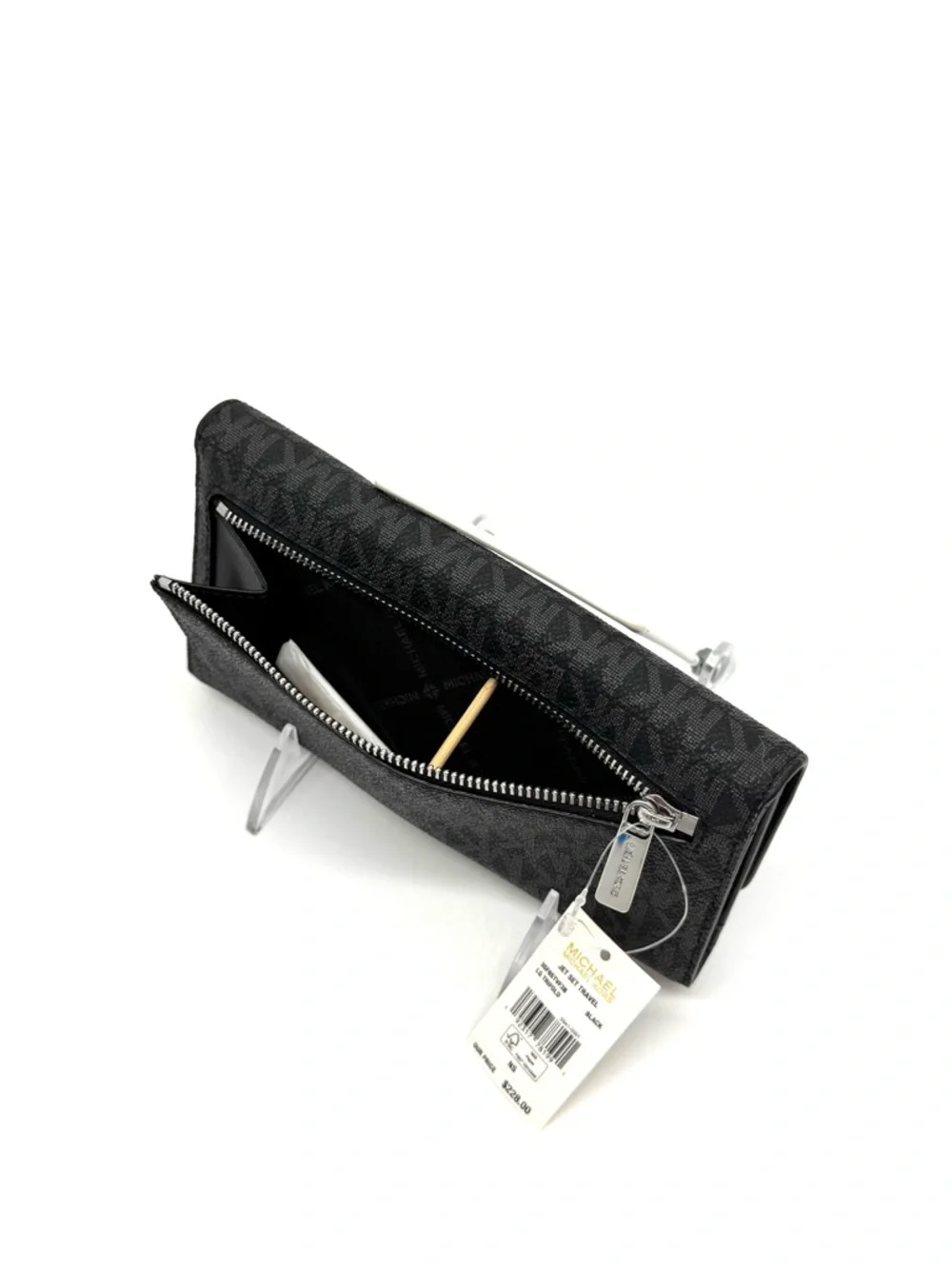 Michael Kors Large Trifold Wallet Black Signature - Picture 9 of 10